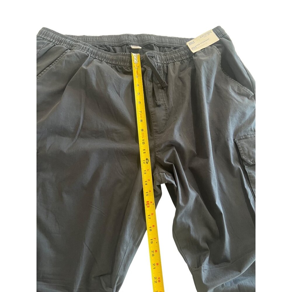 Mens Black Cargo Pants 3XLT By Arizona Relaxed Fit With Elastic Waist & Multiple